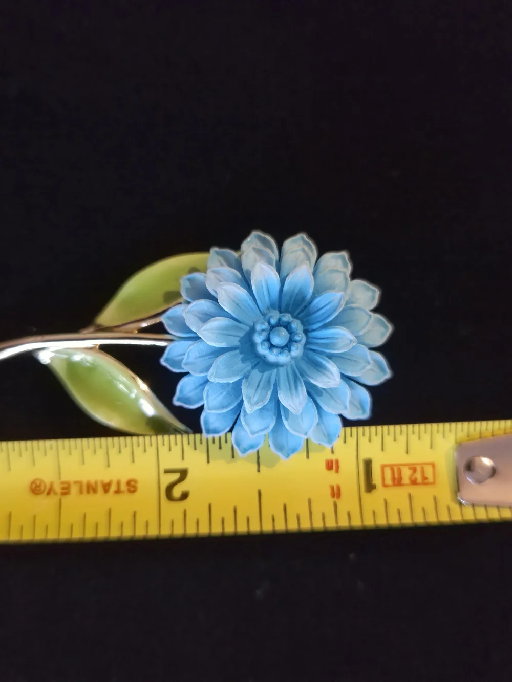 VTG Stamped JJ Blue/green Flower Enamel Brooch